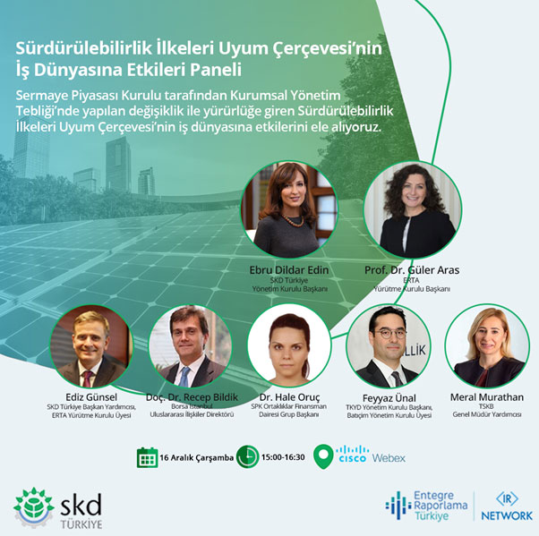 ERTA, SKD Türkiye işbirliği ile “Sürdürülebilirlik İlkeleri Uyum Çerçevesi’nin İş Dünyasına Etkileri Panelimiz”i 16 Aralık tarihinde gerçekleştireceğiz. 